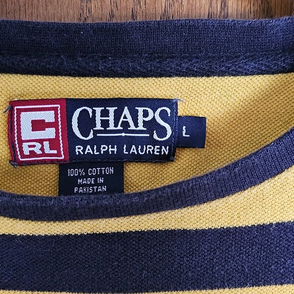 Chaps Ralph Lauren Polo Striped Men Long Sleeve Shirt Size L - Picture 3 of 4